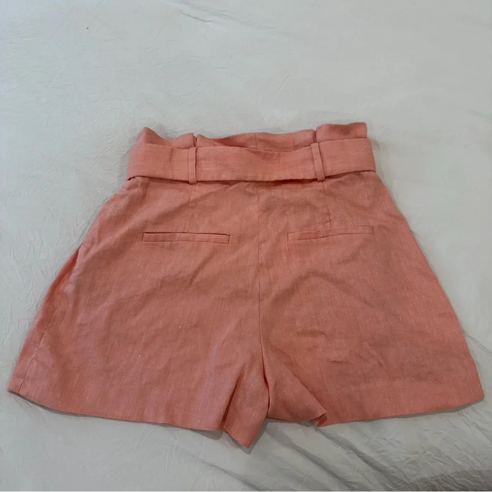 Veronica Beard Coral Linen Shorts with Belt - Picture 5 of 11